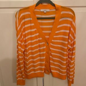 LOFT light summer orange striped cardigan